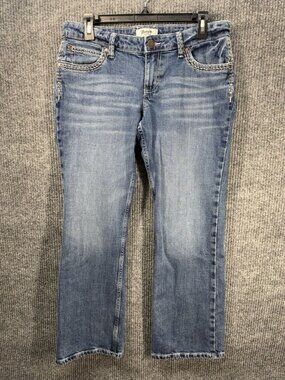 Wrangler Retro Jeans Womens 9x30 Blue Boot Cut Embroidered Thick Stitch Low Rise